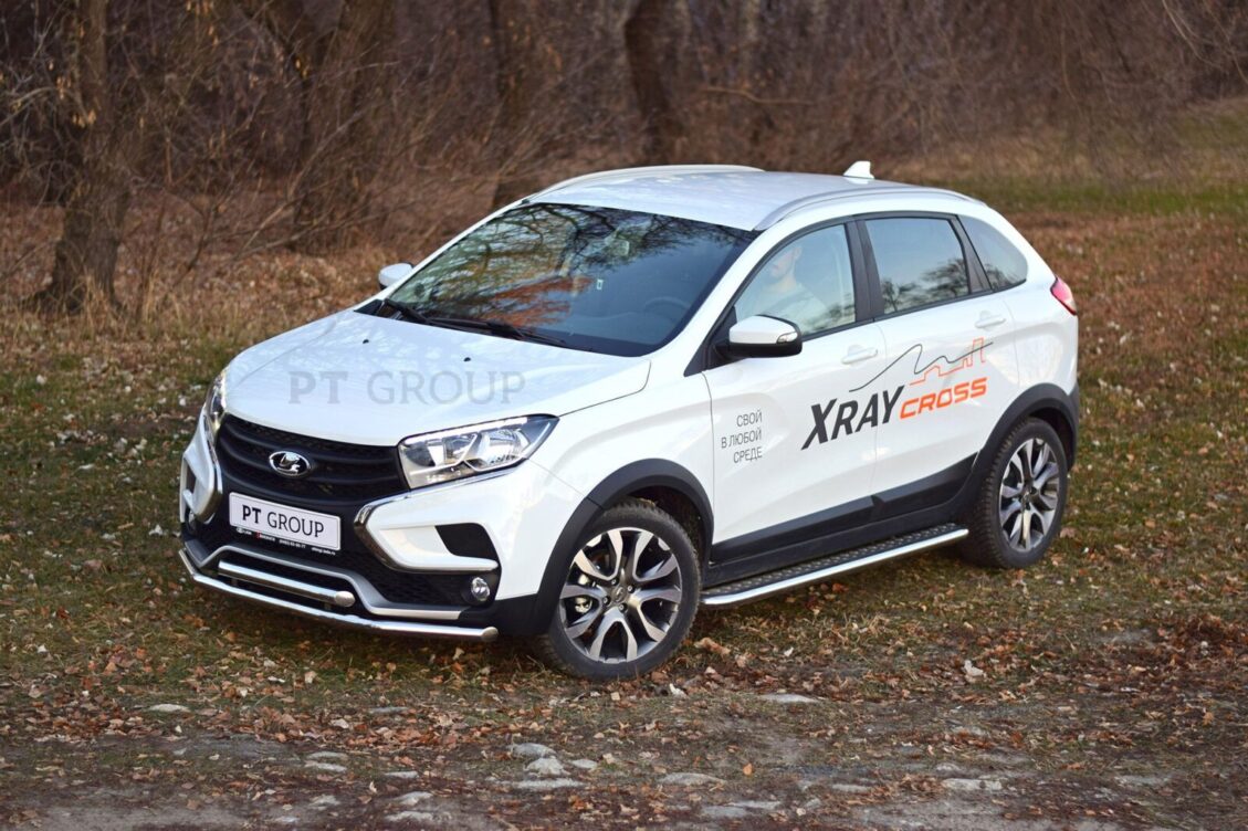 Защита переднего бампера двойная Ø51/51мм (НПС) LADA XRay Cross 2018-