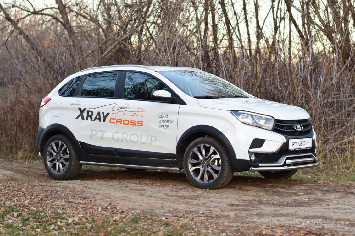 Защита переднего бампера двойная Ø51/51мм (НПС) LADA XRay Cross 2018-