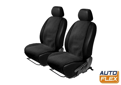 Меховая накидка на сиденье автомобиля, AutoFlex, 2 шт. цвет черный.