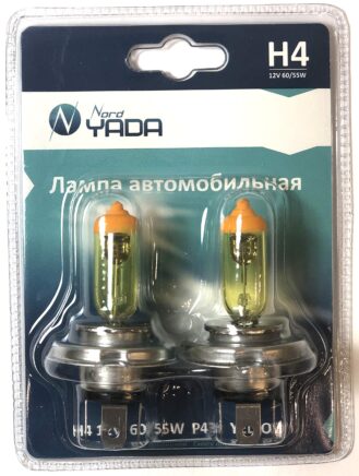 Лампа H4 12V 60/55W P43t Nord YADA YELLOW (NEW блистер к-т:2 шт)