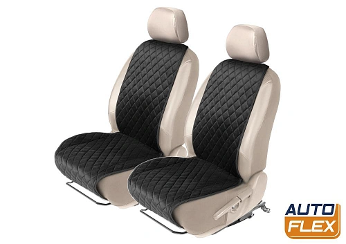 Накидка из алькантары на переднее сиденье автомобиля, AutoFlex, комплект 2 шт. Цвет черный.