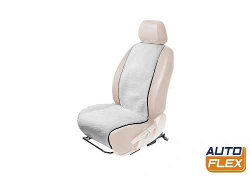 Меховая накидка на сиденье автомобиля, AutoFlex, 1 шт. цвет белый.