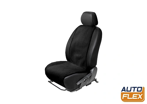 Меховая накидка на сиденье автомобиля, AutoFlex, 1 шт. цвет черный.