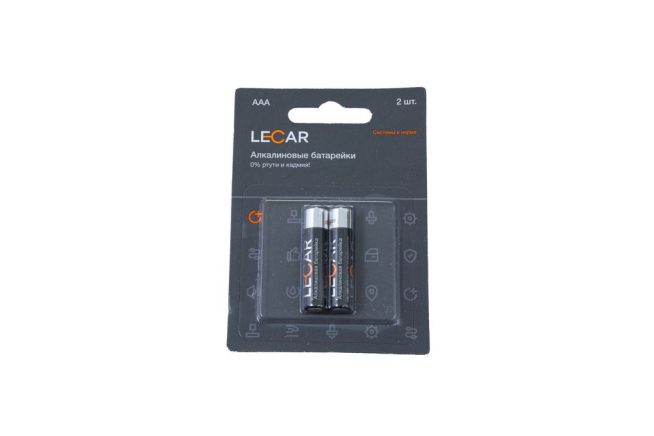 Алкалиновые батарейки ААA (2 шт в блистере) LECAR