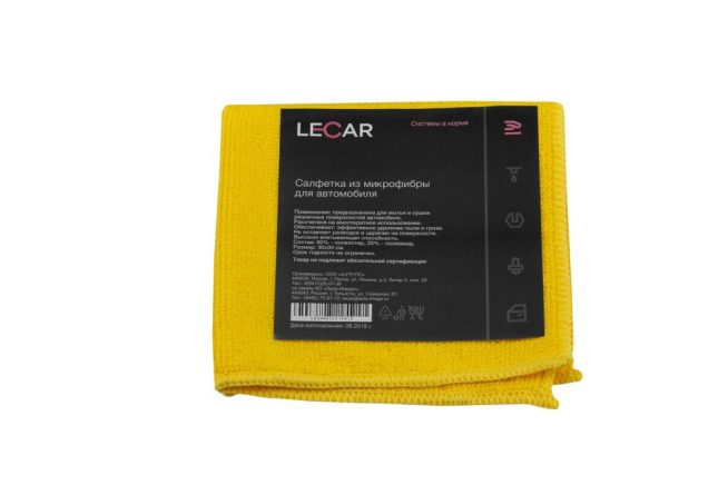 Салфетка из микрофибры  300*300 (цвет желтый) LECAR