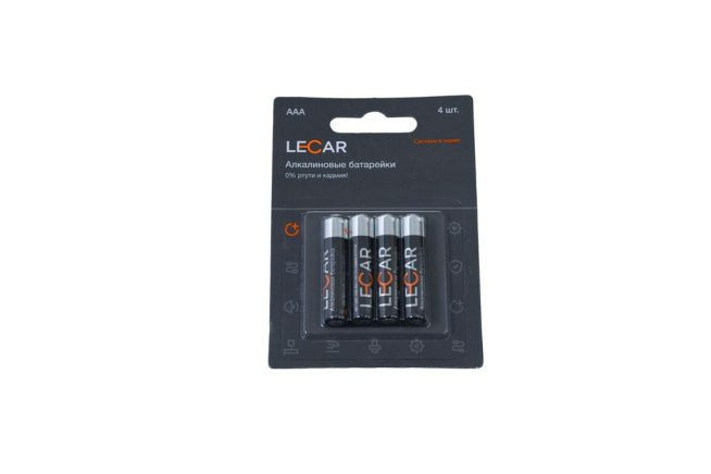Алкалиновые батарейки ААA (4 шт в блистере) LECAR