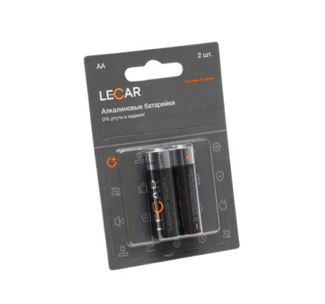 Алкалиновые батарейки  АA (2 шт в блистере) LECAR